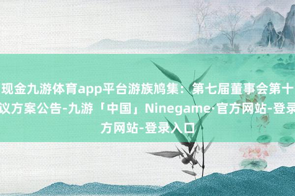 现金九游体育app平台游族鸠集：第七届董事会第十次会议方案公告-九游「中国」Ninegame·官方网站-登录入口